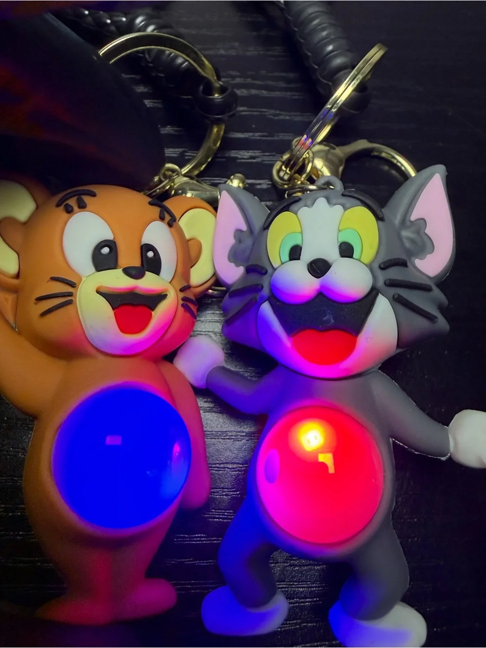Tom & Jerry Inspired Light Up Belly Keychain/Bag Charm Duo-Belly Lights Up